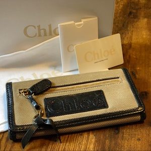 Authentic Chloe Canvas and Leather Long Wallet